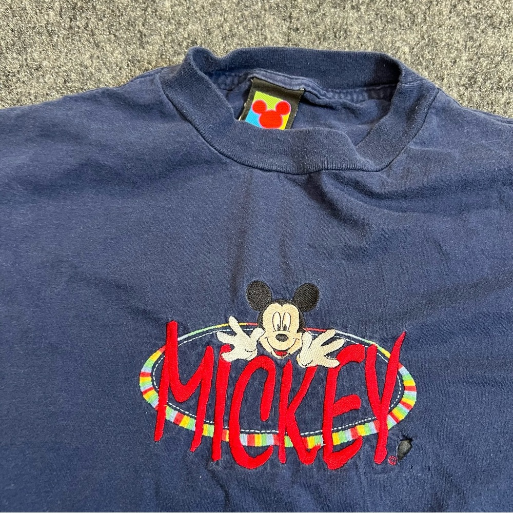 Vintage Disney Mickey Mouse Tee Men’s Large Embroidered Retro Graphic